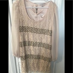 Lace Sheer Tunic with Design